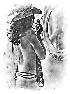 Frau mit Cowboyhut