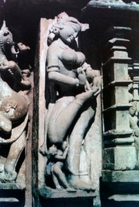 Erotische Skulptur, Khajuraho, Indien