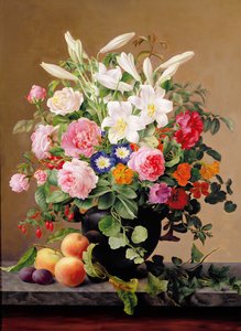 Stillleben mit Blumen und Früchten
