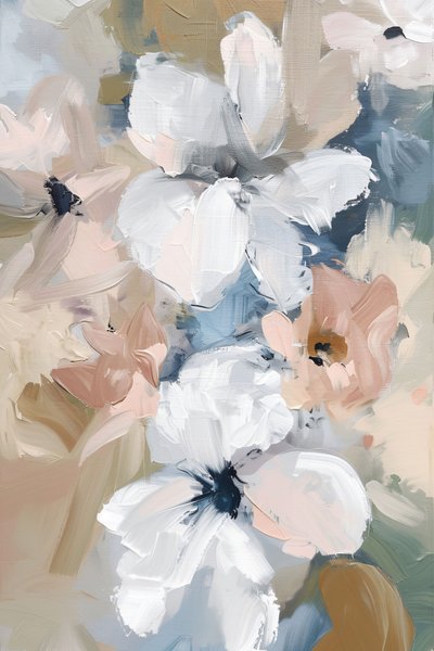 Abstrakte Blumen Pastell neutrale Kunst Drucke für Schlafzimmer moderne Wanddekoration von F. Abderrahim