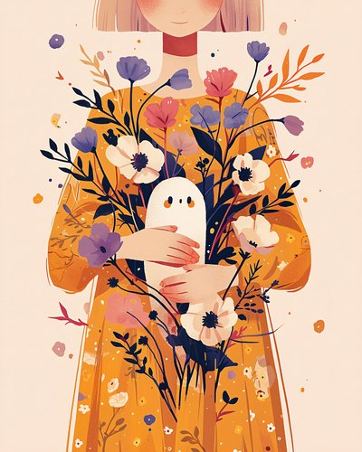 Stilvolle Innenraum-Blumendekoration mit minimalistischen Blumen-Kunstdrucken von F. Abderrahim