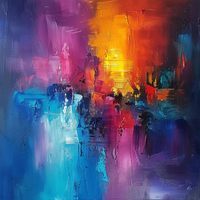 Abstrakte Kunst mit Acrylfarben für gerahmte Wandkunstdrucke von F. Abderrahim