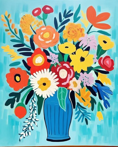 Matisse-inspirierte Blumen in einer Vase von F. Abderrahim