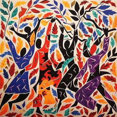 Tanz der Herbstblätter im Matisse Stil von F. Abderrahim