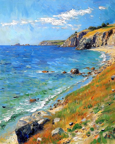 Landschaft mit felsigen Ufern von F. Abderrahim