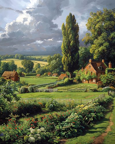 Panorama-Landschaft auf dem Land im Frühling von F. Abderrahim