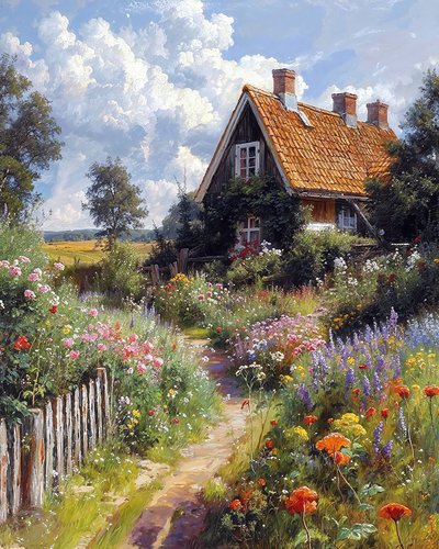 Hübsches Haus, Blumengarten, botanische Landschaft von F. Abderrahim