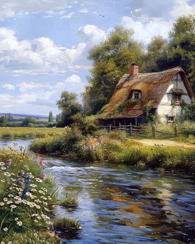 Haus auf dem Land an einem Fluss von F. Abderrahim
