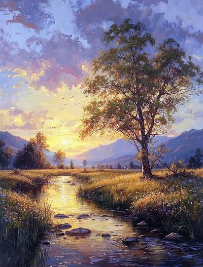 Morgenlandschaft Sonnenaufgang über den Bergen von F. Abderrahim