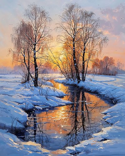 Ein See im Winter bei Sonnenuntergang von F. Abderrahim