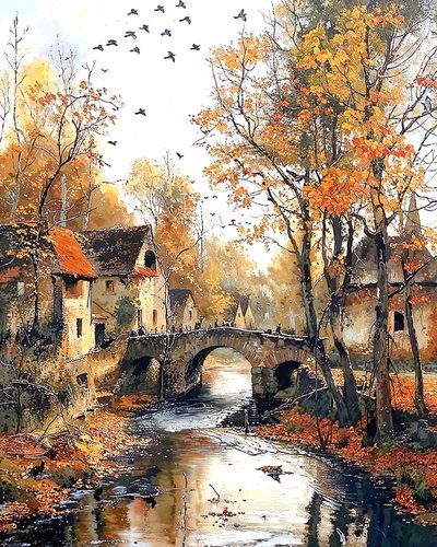 Traditionelles Haus und Brücke über den Fluss von F. Abderrahim