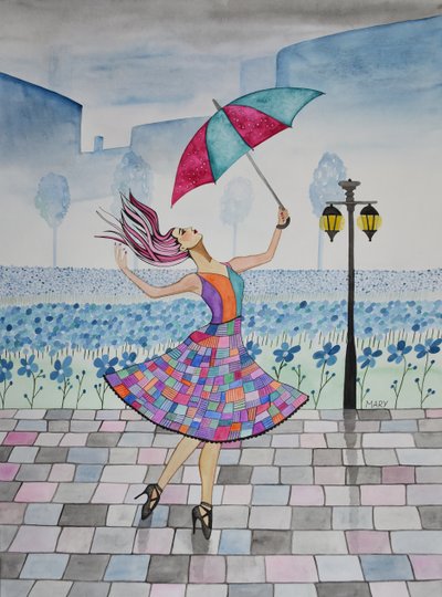 Sie tanzt im Regen von Marys Watercolors