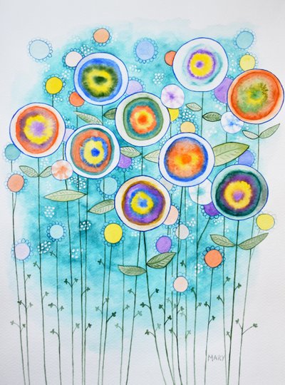 Abstrakte Blumen von Marys Watercolors