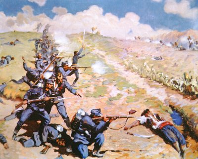 Österreicher greifen montenegrinische Truppen an von A. (after) Prachazka