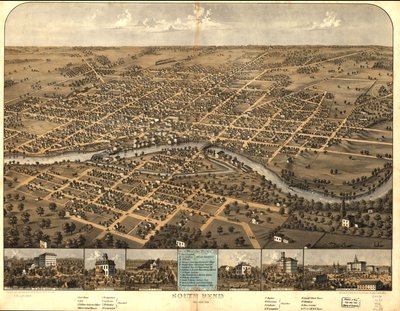 South Bend, Indiana 1866 von A.; Chicago Lithographing Co. Ruger