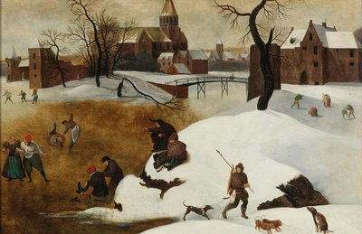 Winterlandschaft mit Schlittschuhläufern von Abel Grimmer