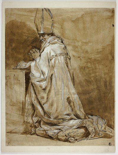 Bischof kniend im Gebet von Abraham Bloemaert