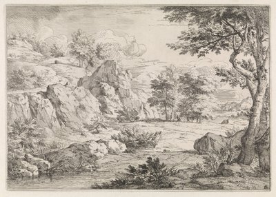 Hügellandschaft mit Teich von Abraham Genoels