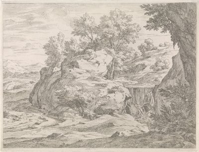 Landschaft mit Wasserfall von Abraham Genoels