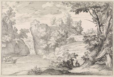 Flusslandschaft mit einem Hasen von Abraham Genoels