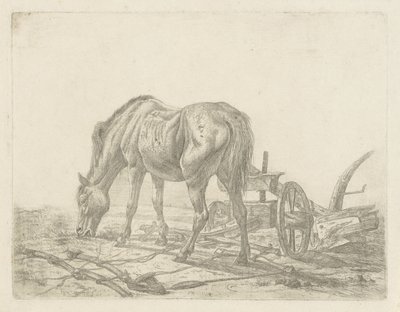 Ausgespanntes Pferd bei einem Pflug von Abraham Hendrik Winter