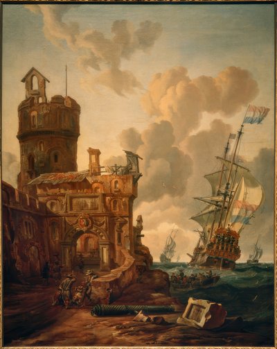 Niederländisches Schiff vor einer Festung von Abraham Storck