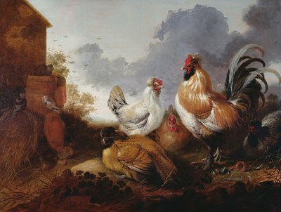 Geflügel in einem Bauernhof von Abraham van Calraet