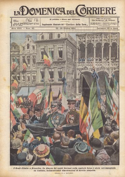 Die Könige von Italien in Brüssel von Achille Beltrame