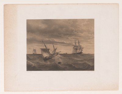 Segelboote auf wildem Meer von Adolf Carel Nunnink