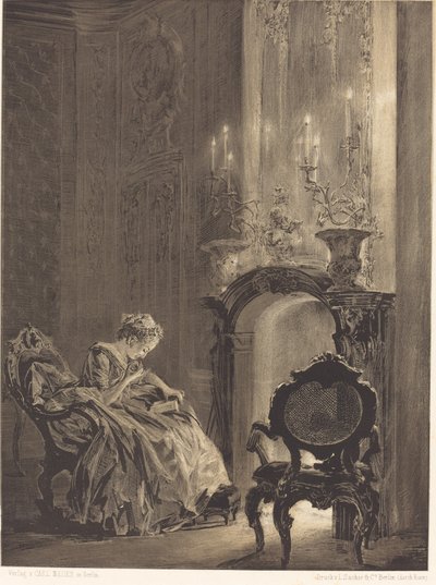 Frau vor einem Feuer von Adolph Menzel