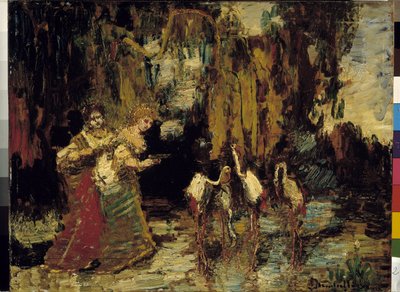 Die Flamingos von Adolphe Joseph Thomas Monticelli