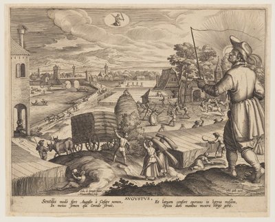 August, aus Zwölf Monate von Adriaen Collaert