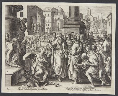St. Paulus heilt einen Gelähmten in Lystra von Adriaen Collaert