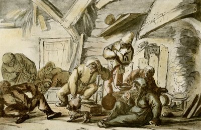 Betrunkene Bauern in einer Taverne von Adriaen Jansz. van Ostade