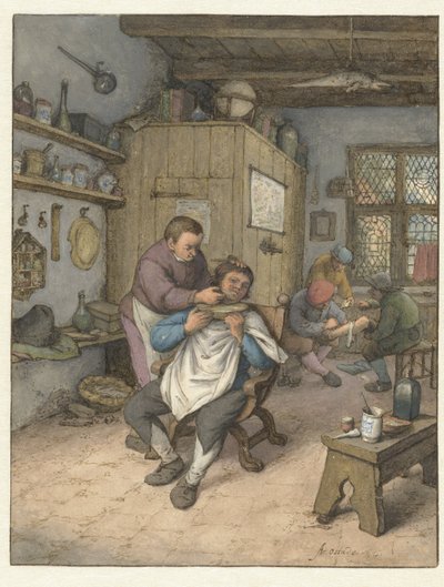Ein Friseursalon von Adriaen van Ostade