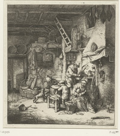 Bauernfamilie im Innenraum von Adriaen van Ostade