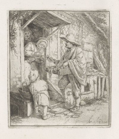 Brillenverkäufer bei einer alten Frau von Adriaen van Ostade