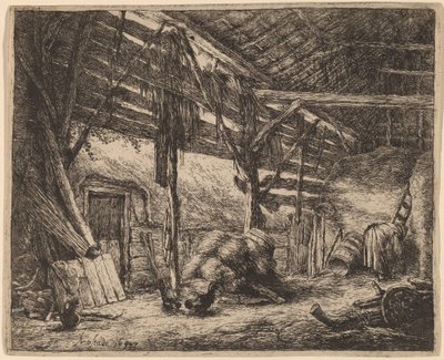 Innenansicht einer Scheune von Adriaen van Ostade