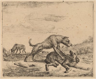 Kämpfende Hunde von Adriaen van de Velde