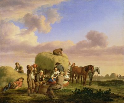 Heuarbeiter ruhen sich auf einem Feld aus von Adriaen van de Velde