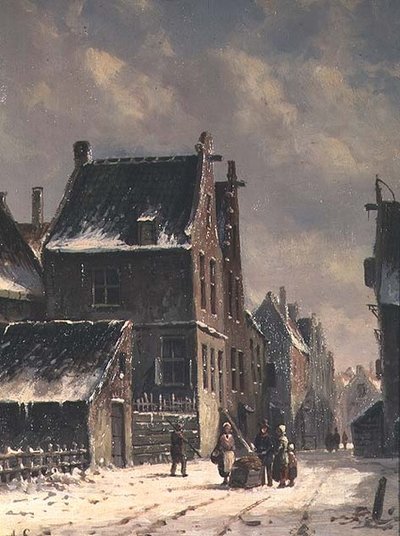 Eine niederländische Stadt im Winter von Adrianus Eversen