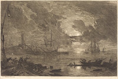 Hafen im Mondlicht von Adrien Manglard