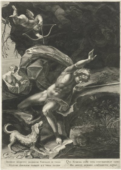 Narziss an der Quelle von Egidius  Sadeler (II)