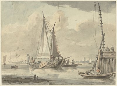 Segelschiffe auf dem Fluss bei Dordrecht von Aert Schouman