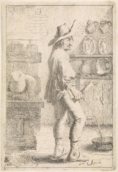 Ein urinierender Mann von Aert van Waes
