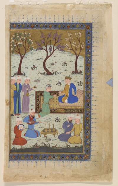 Ein thronender Prinz umgeben von Dienern, 1425-30 von Afghan School