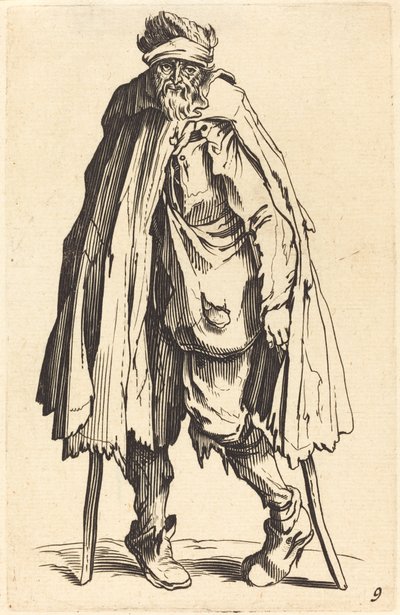 Bettler mit Krücken und Sack von After Jacques Callot