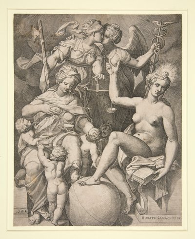 Nächstenliebe, Gerechtigkeit, Wahrheit und Frieden von Agostino Carracci