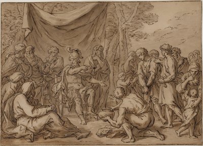 Gefangene werden einem Feldherrn vorgeführt von Agostino Carracci