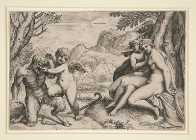 Pan von Amor bezwungen von Agostino Carracci